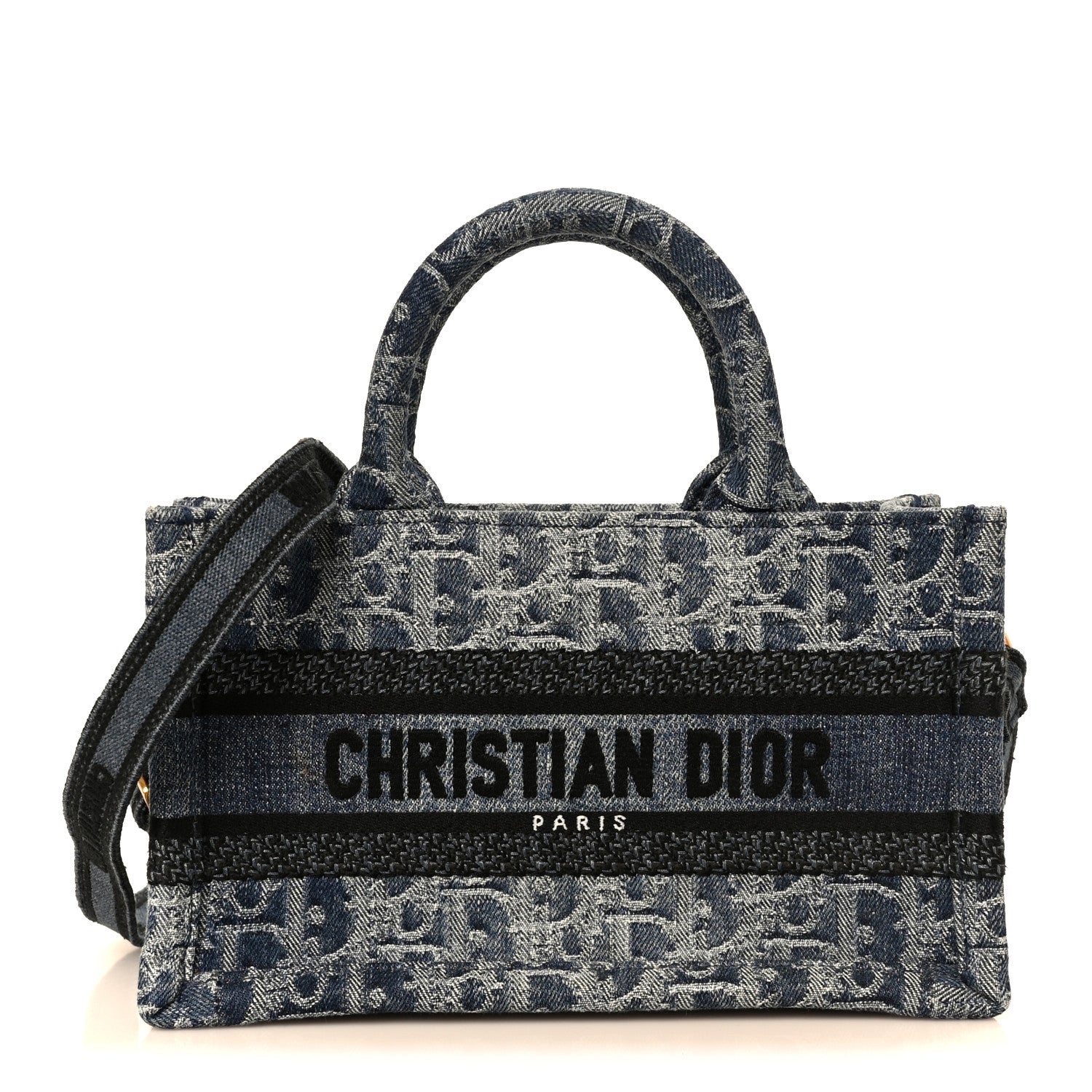 Christian Dior Denim Oblique Mini Book Tote With Strap Blue 1 of 10