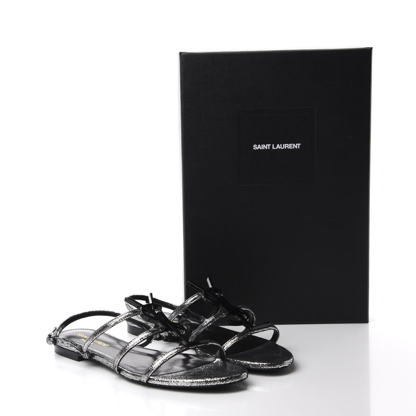 Calfskin Cassandra Monogram Sandals 38.5 Argento