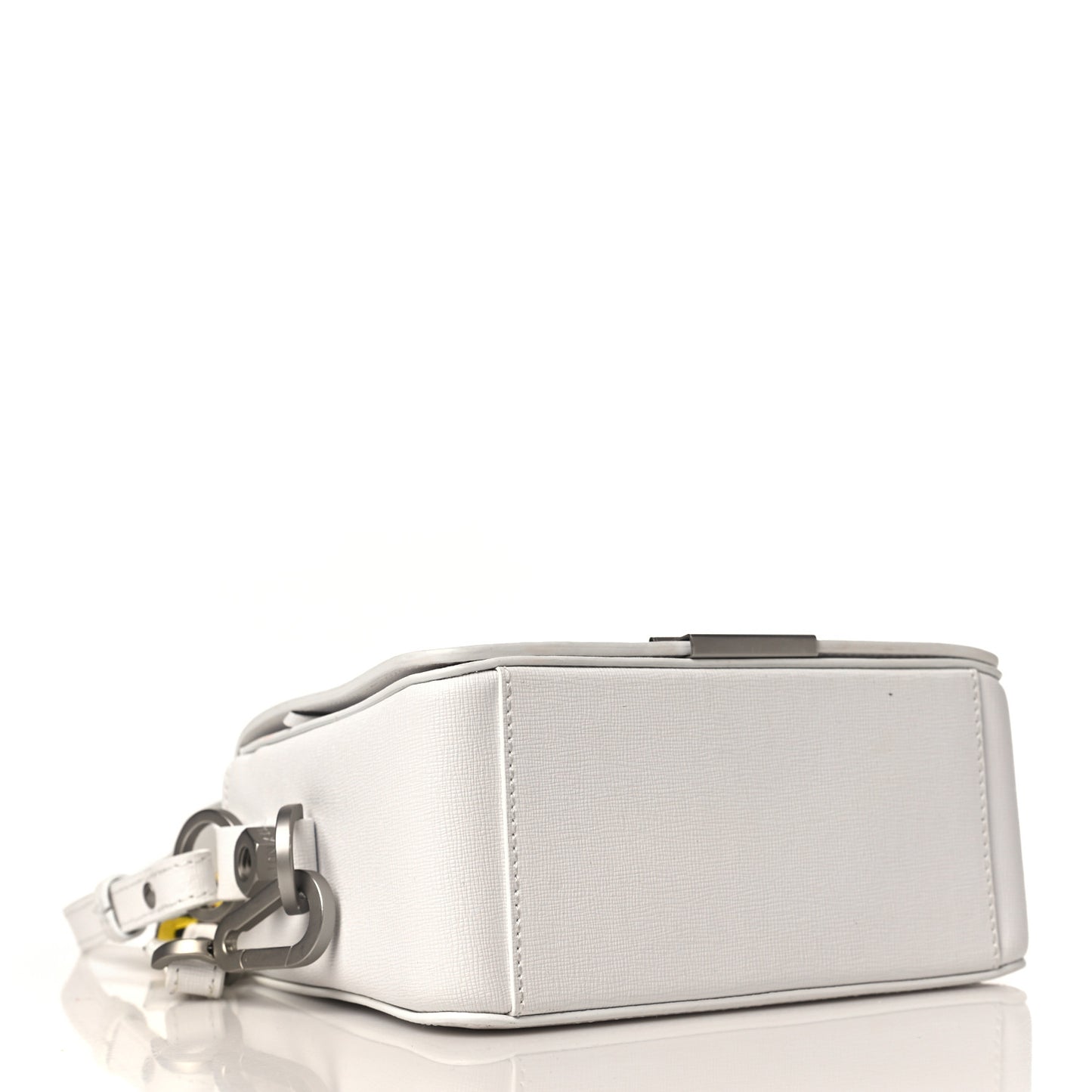 Saffiano Striped Mini Diag Binder Clip Bag White Black