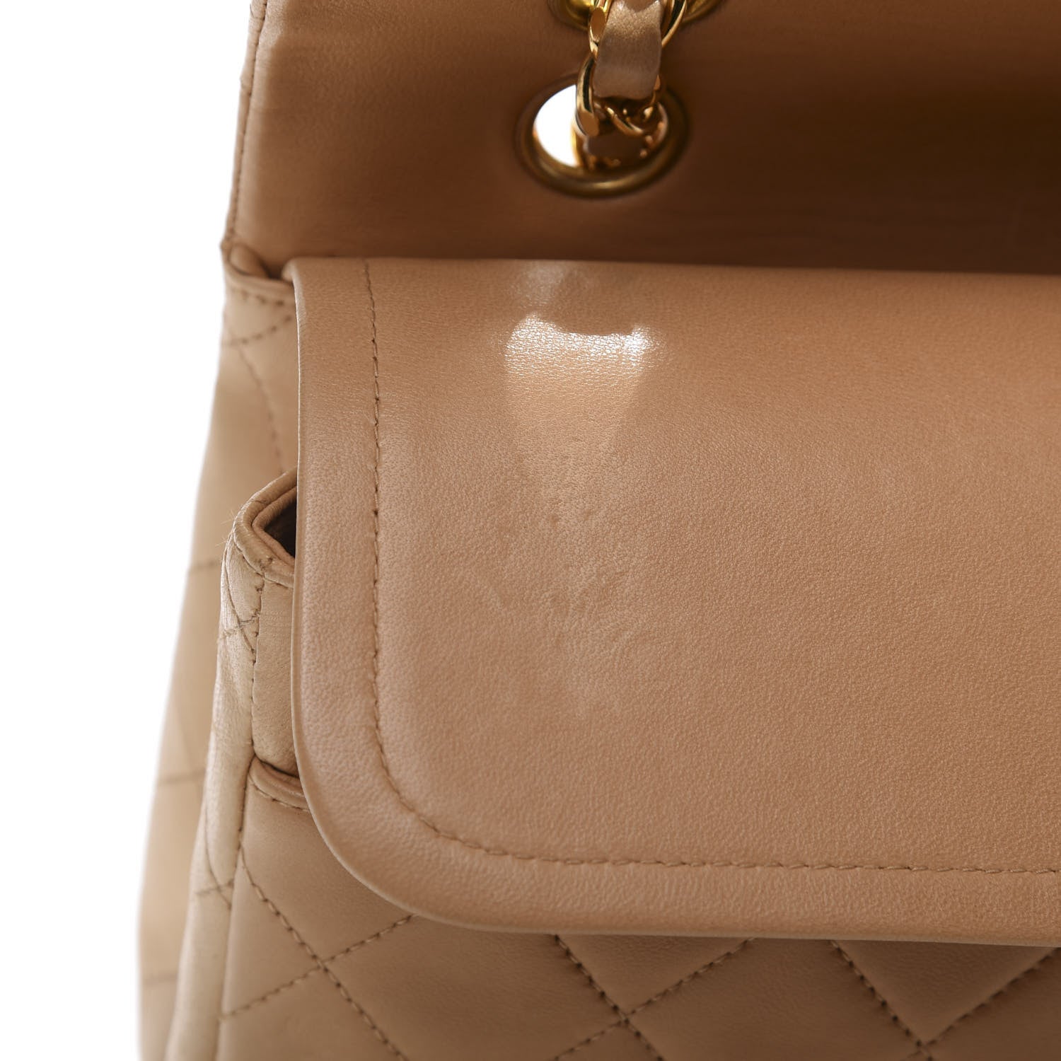 Chanel Lambskin Quilted Medium Double Flap Beige 8 of 12