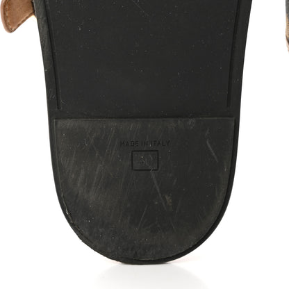 Fendi Fabric Jacquard Nappa FF Womens Fendi Feel Buckled Slide Sandals 40 Tobacco Black Miele Scuro 8 of 9
