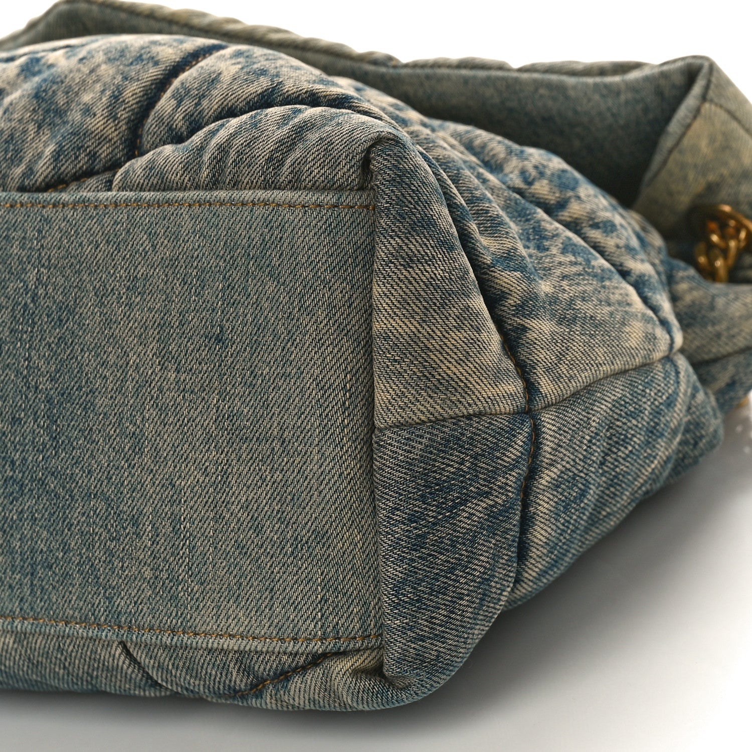 Saint Laurent Denim Quilted Medium Loulou Puffer Monogram Chain Satchel Blue Black 8 of 8