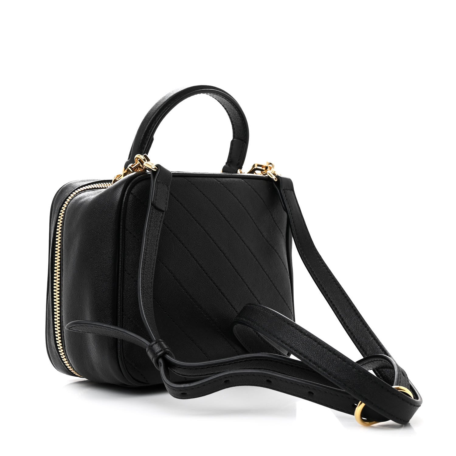 Gucci Sakai Be Green Calfskin Diagonal Stitched Blondie Top Handle Bag Black 3 of 11