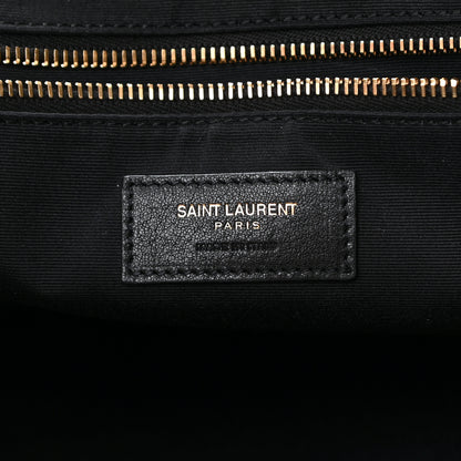 Saint Laurent Canvas Calfskin Leopard Print Rive Gauche Noe Tote Natural Black 6 of 13
