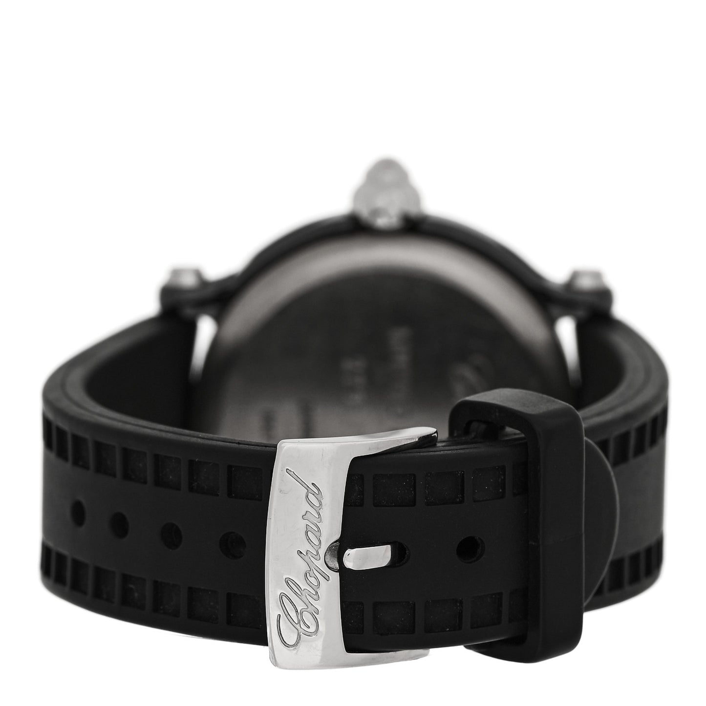 Stainless Steel Ceramic Rubber 3 Diamond 38mm Happy Sport Quartz Watch Black