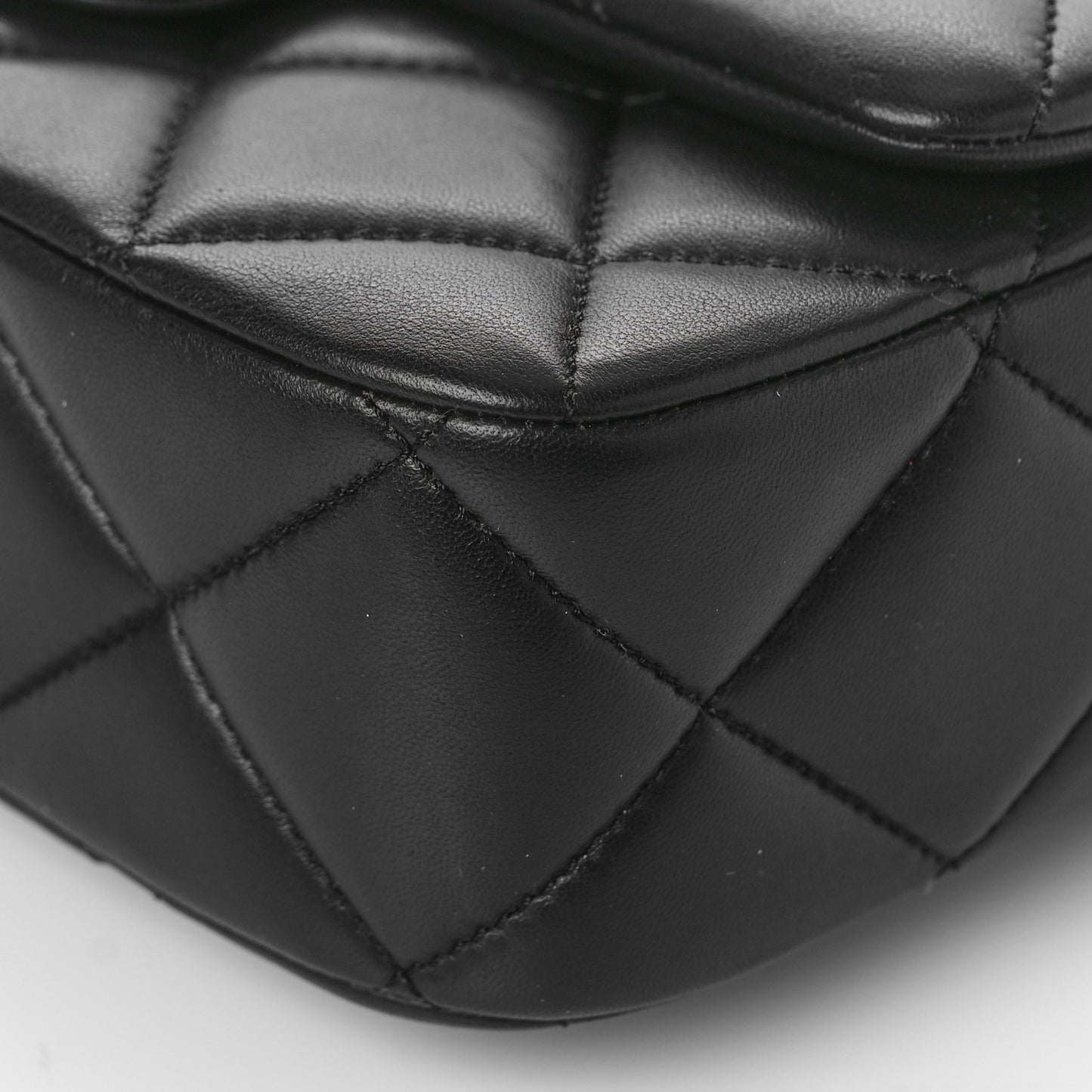 Lambskin Enamel Pearl Quilted Mini Charm Me Square Flap Black