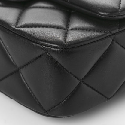 Chanel Lambskin Enamel Pearl Quilted Mini Charm Me Square Flap Black 10 of 11