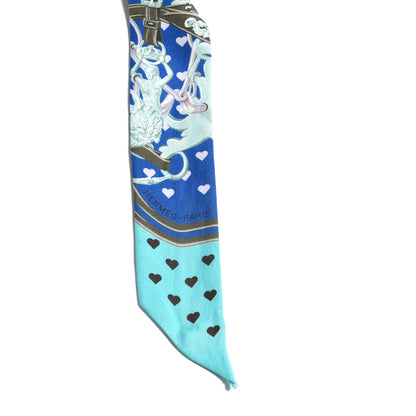 Hermes Silk Brides De Gala Love Twilly Cobalt Kaki Turquoise 4 of 4