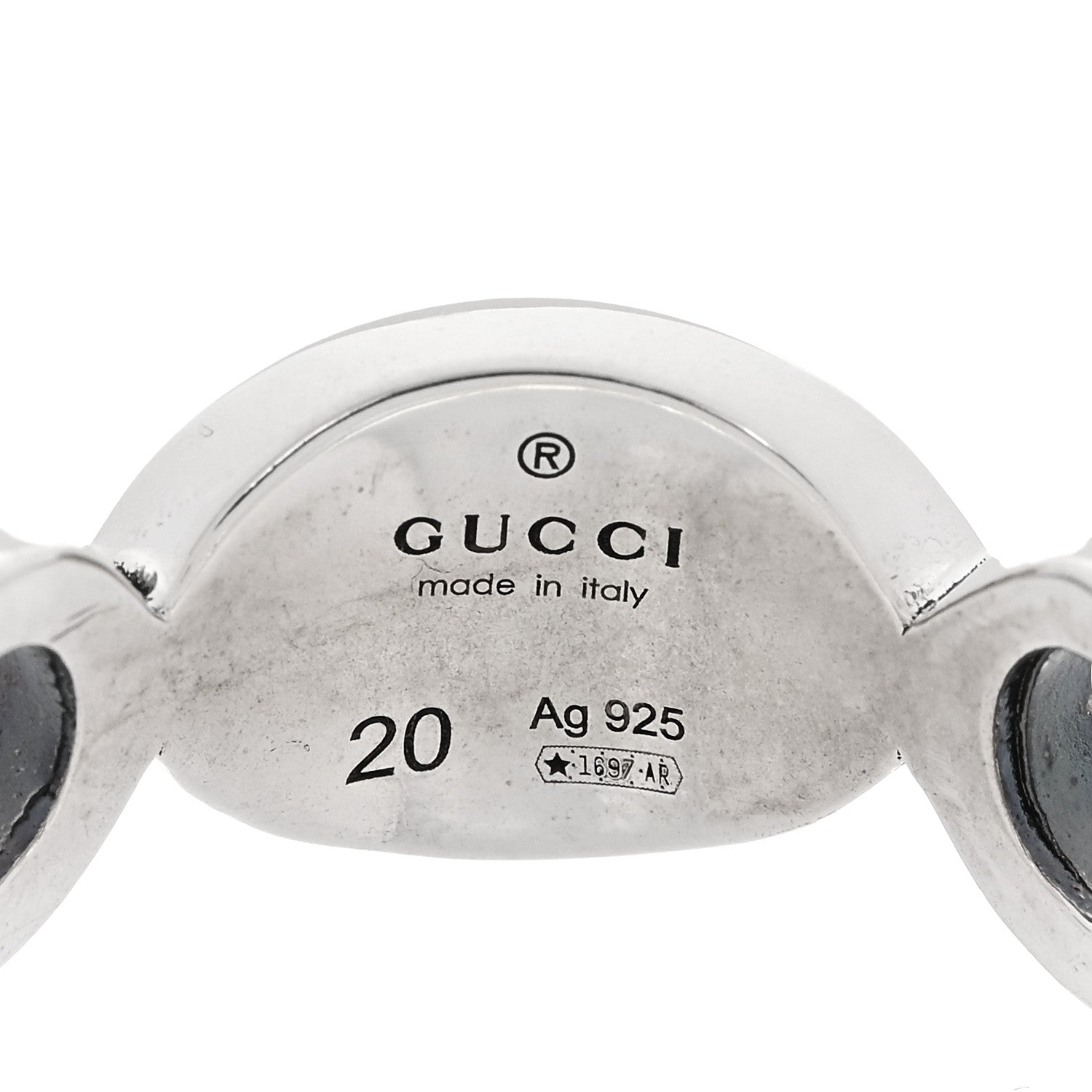 Gucci Sterling Silver Enamel Interlocking G Logo Ring 60 9 Blue 4 of 4