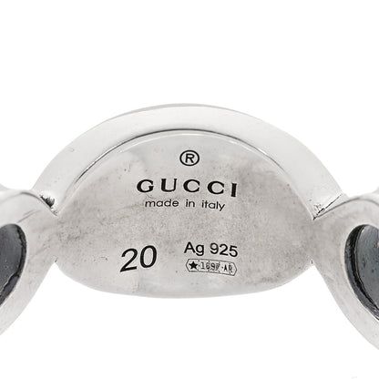 Gucci Sterling Silver Enamel Interlocking G Logo Ring 60 9 Blue 4 of 4