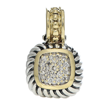 David Yurman Sterling Silver 18K Yellow Gold Diamond 7mm Albion Enhancer Pendant 1 of 3