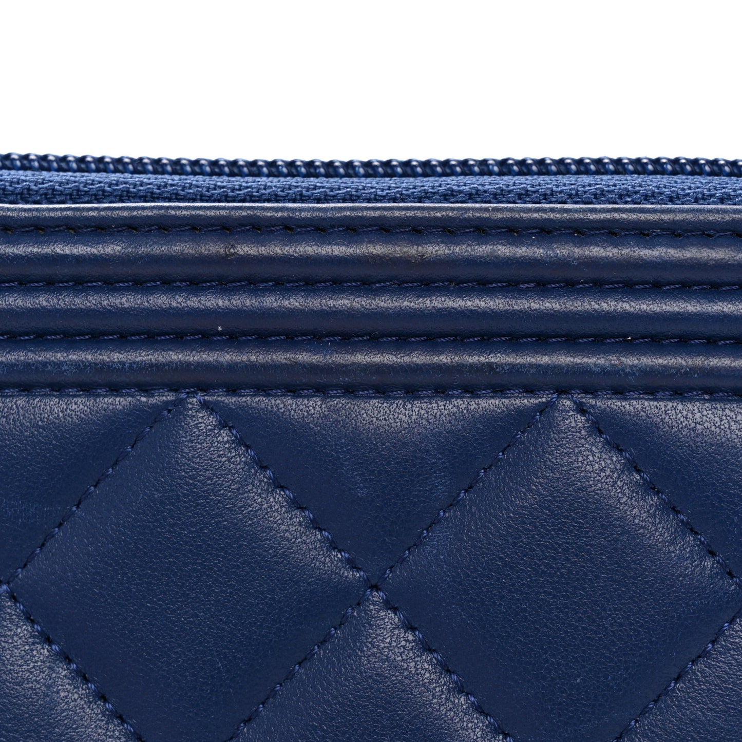 Lambskin Quilted Small Boy Zip Around Wallet Blue