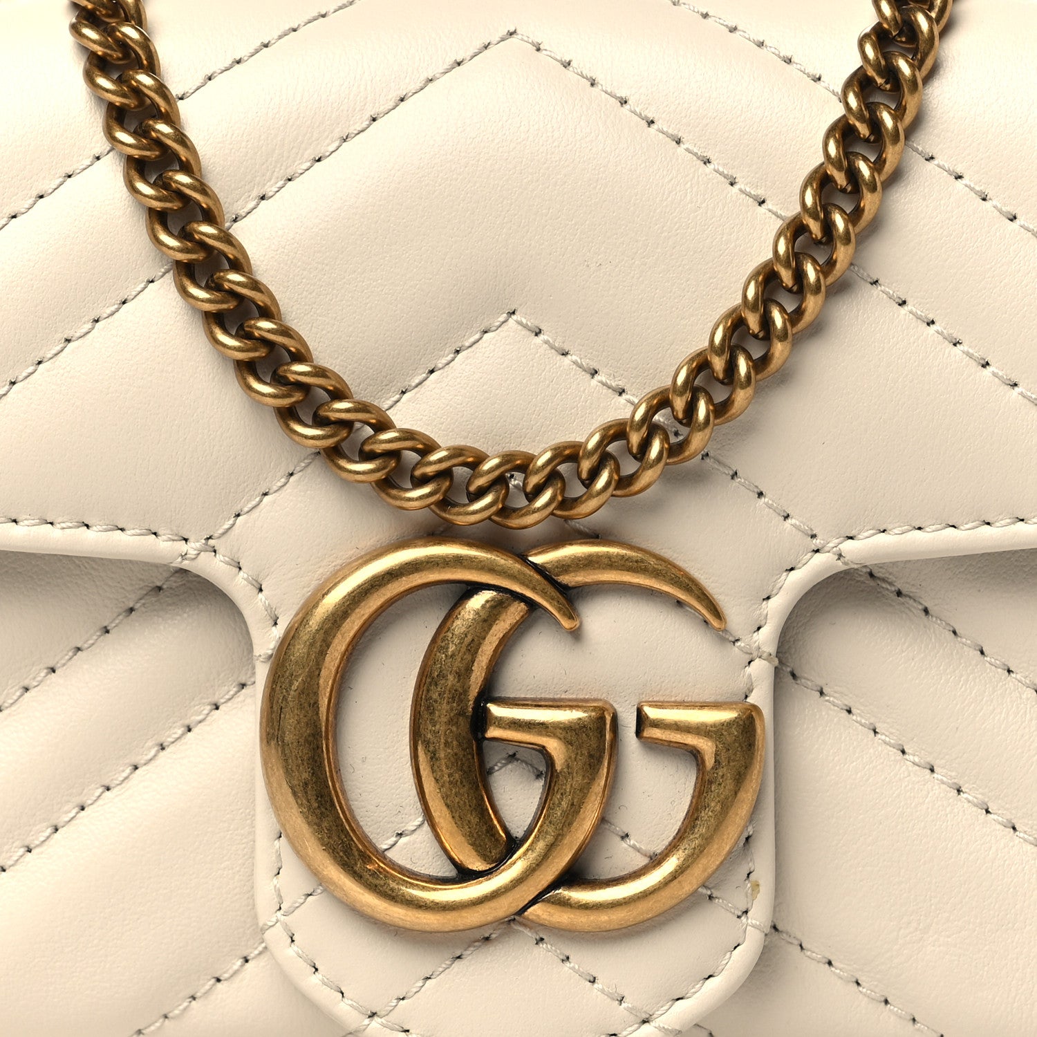 Gucci Calfskin Matelasse Super Mini GG Marmont Shoulder Bag White 8 of 10