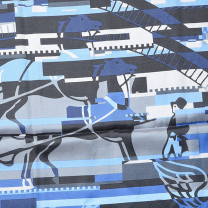 Hermes Silk Cotton Glitch Scarf 100 Navy Lake Bleu 3 of 6