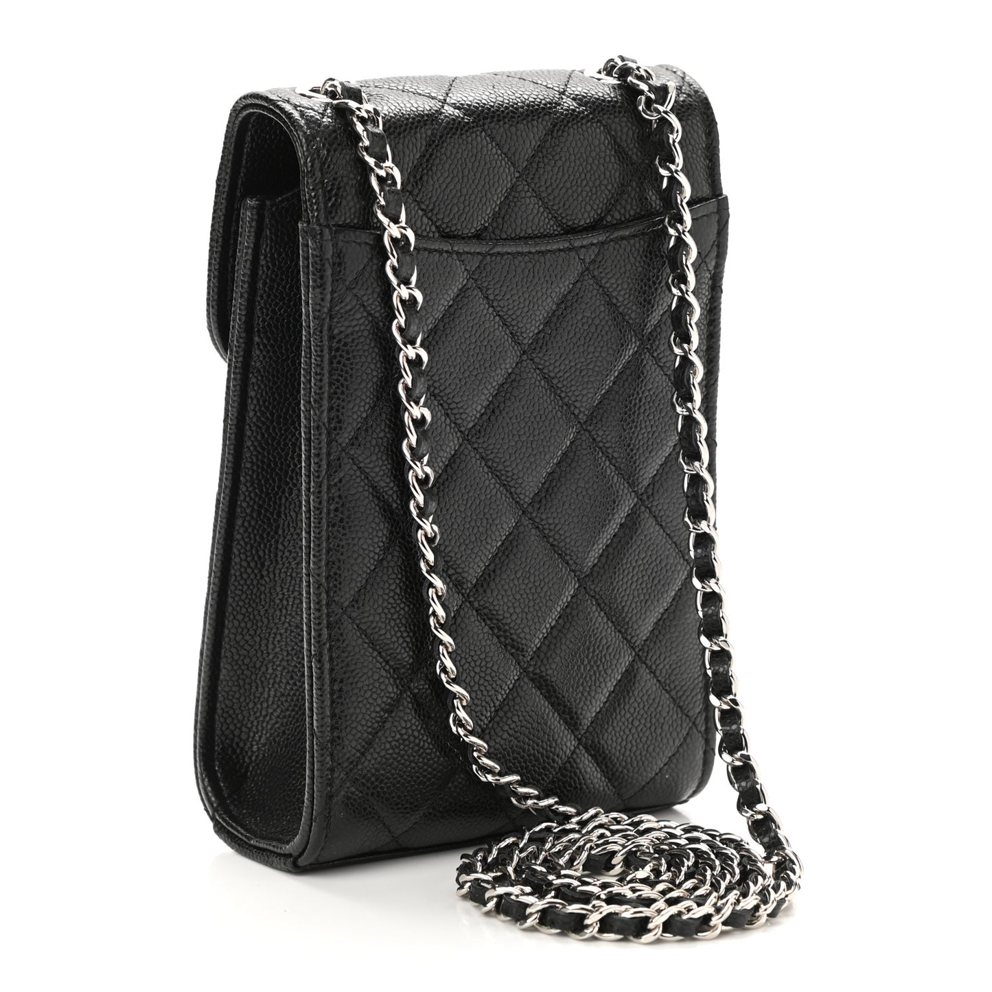 Caviar Quilted Classic Phone Holder Black