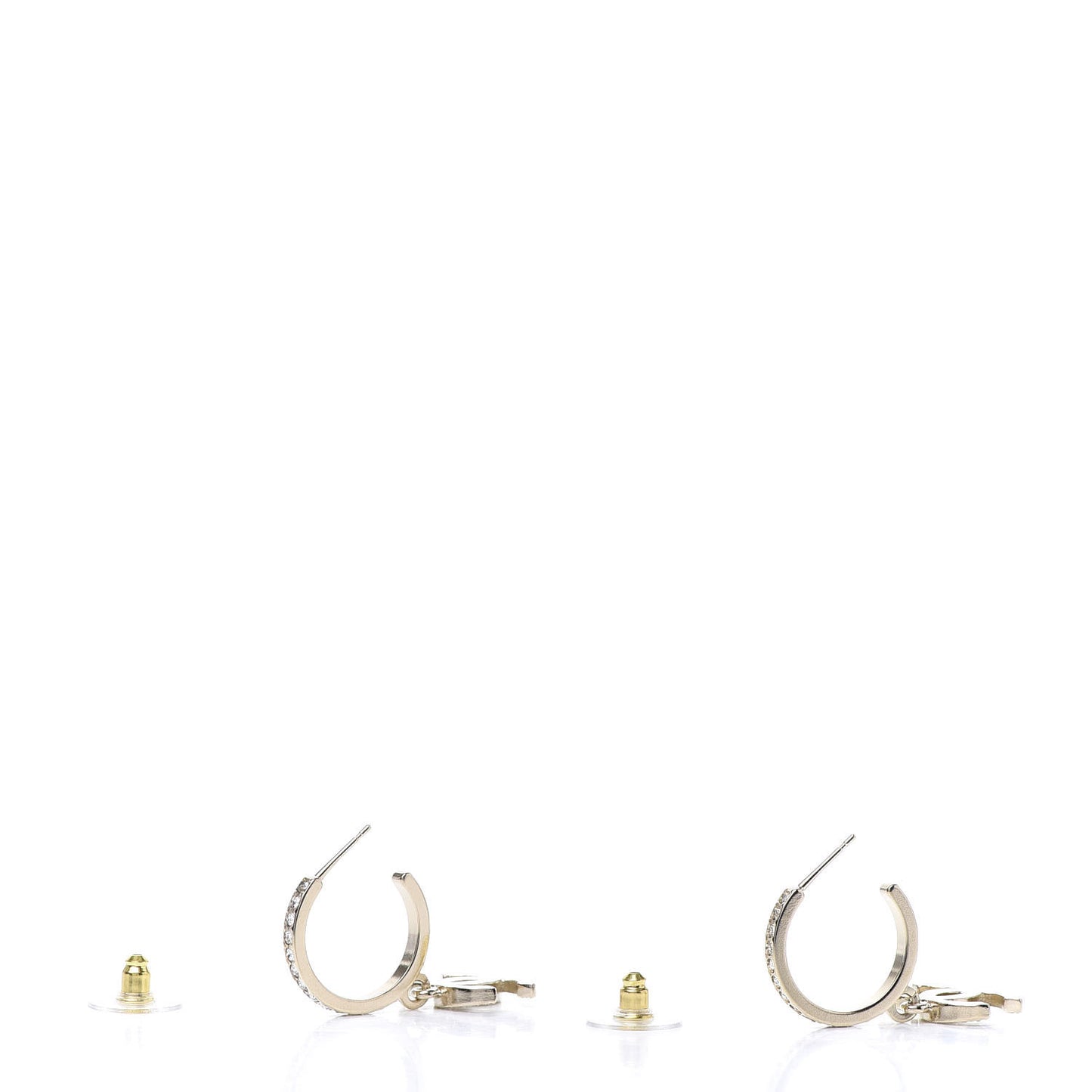Crystal Lock Symbols CC Hoop Drop Earrings Gold