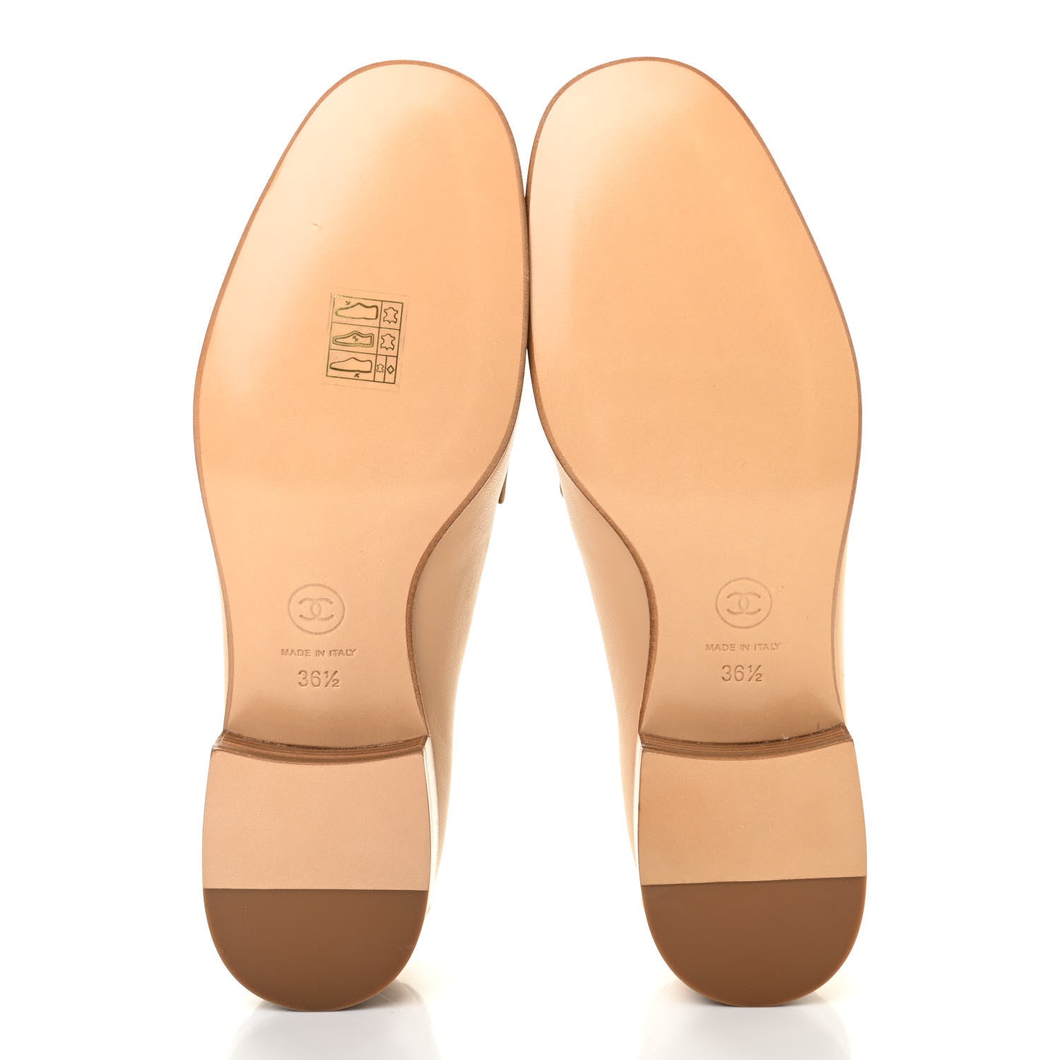 Chanel Lambskin Quilted Womens CC Loafers 36.5 Beige 5 of 8