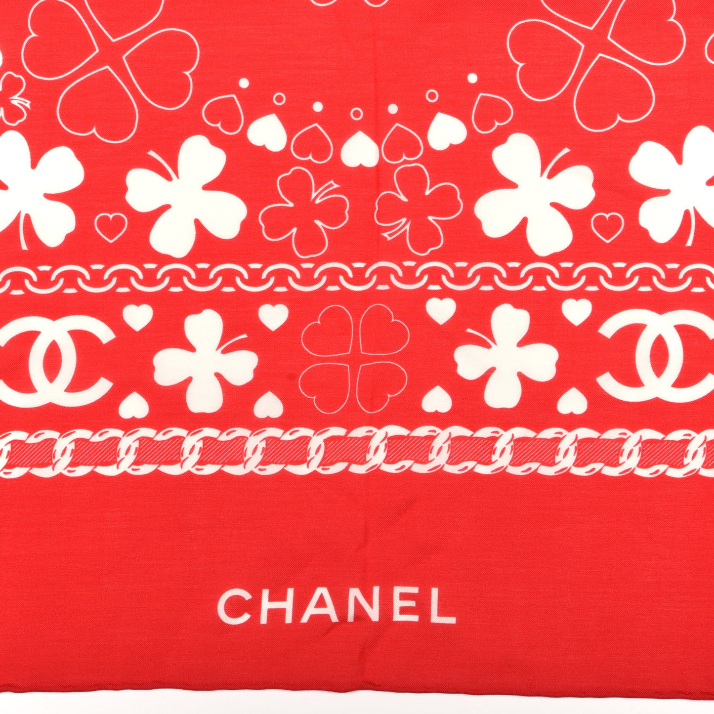 Cotton Silk CC Square Scarf Red