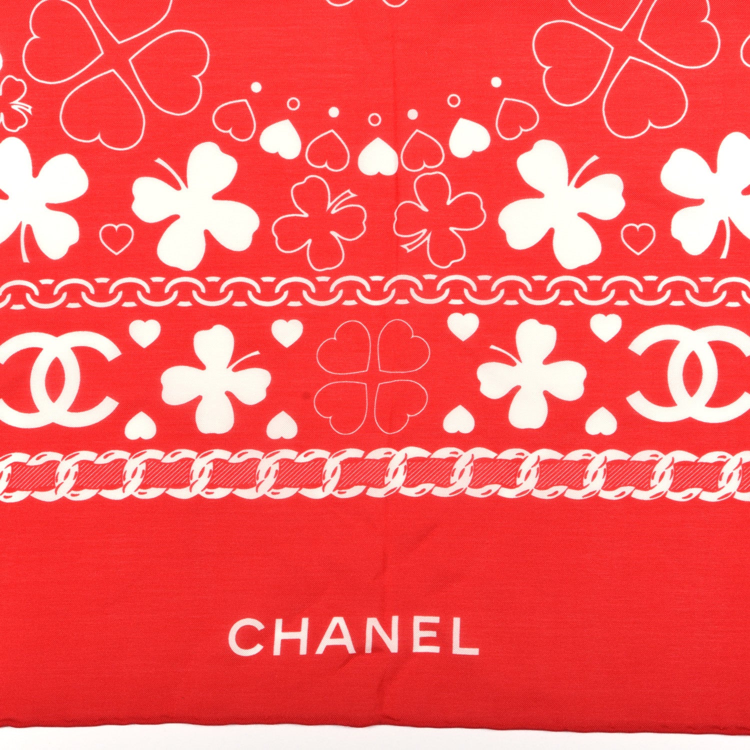 Chanel Cotton Silk CC Square Scarf Red 4 of 5