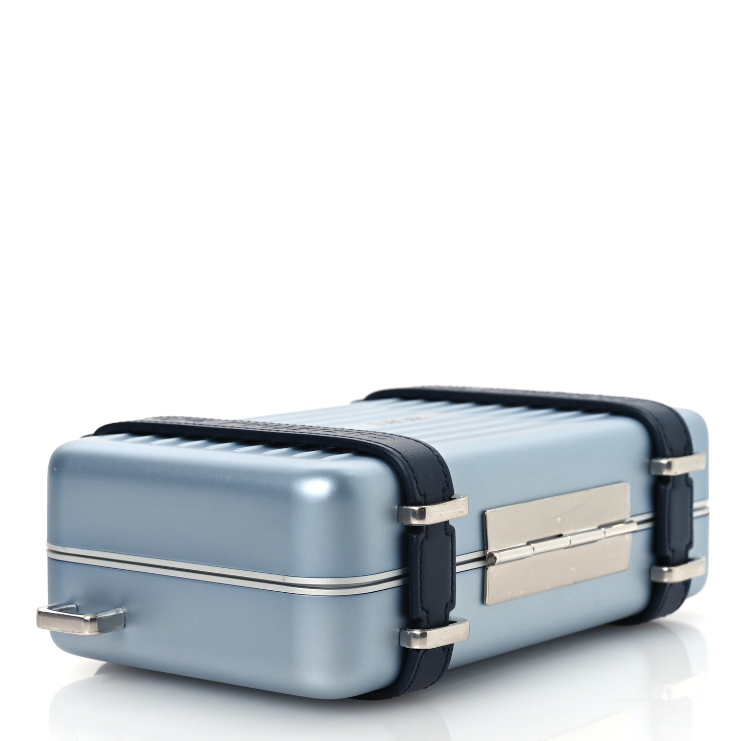X RIMOWA Aluminum Personal Clutch On Strap Bleu