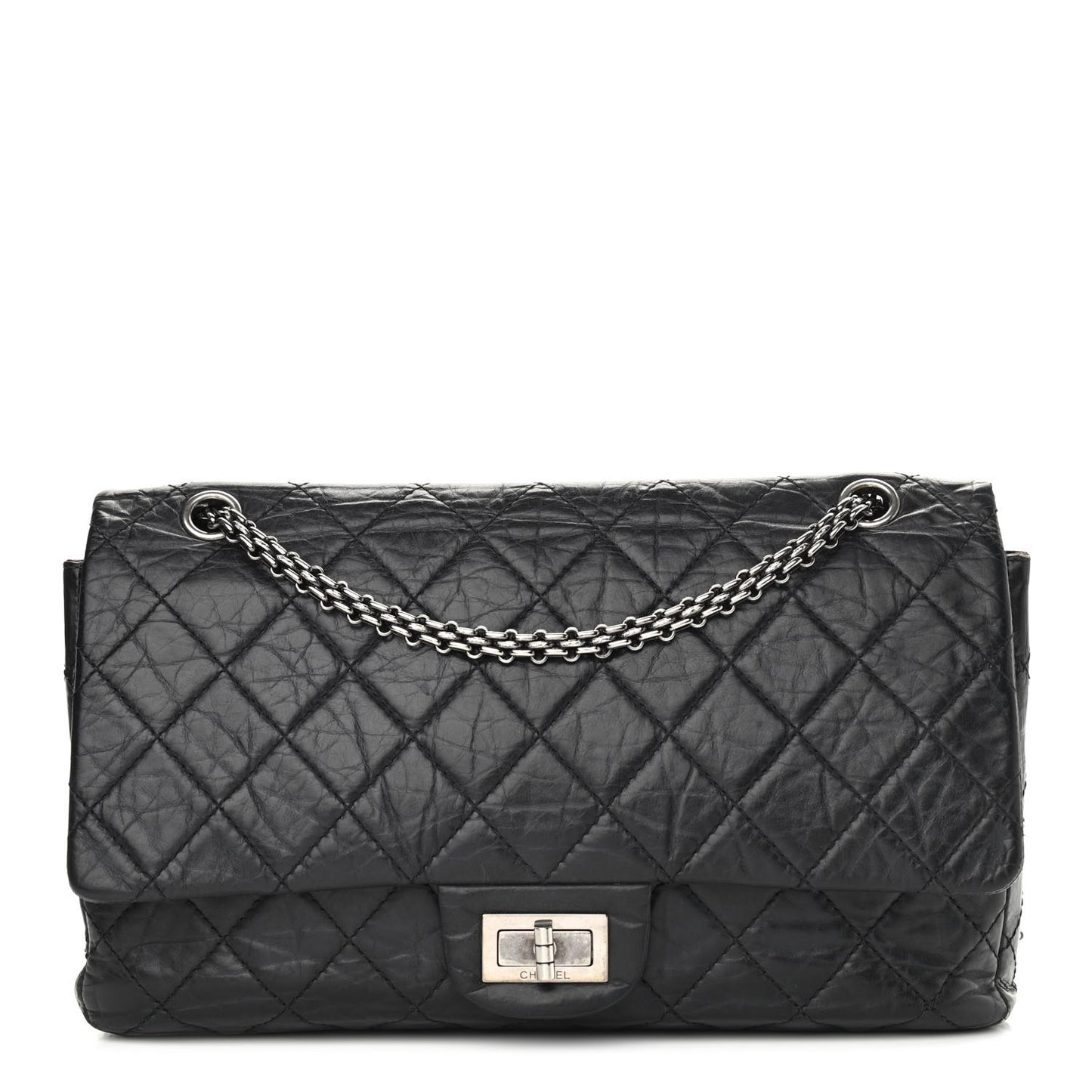 Aged Calfskin Quilted 2.55 Reissue 227 Flap Black