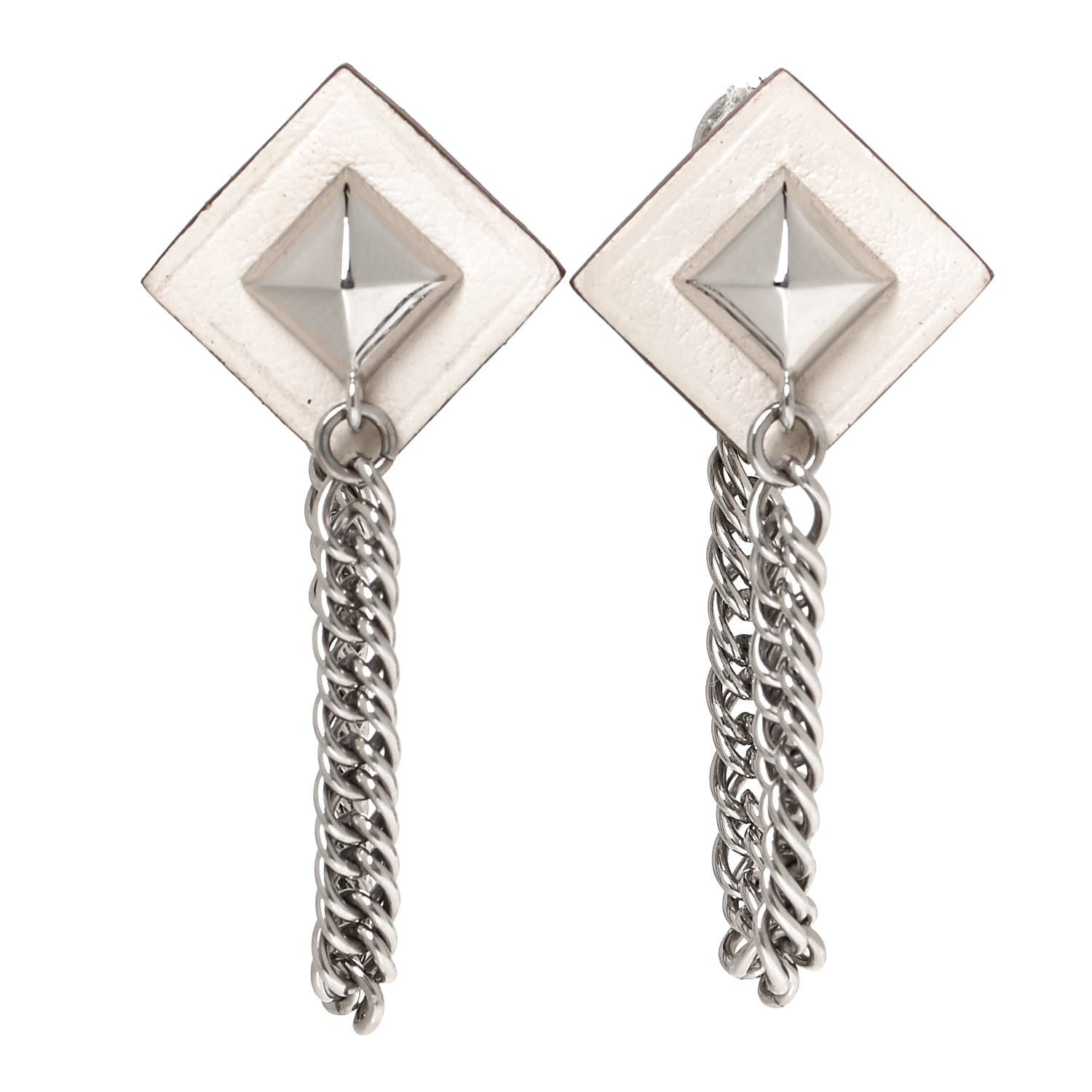 Hermes Palladium Swift Gourmette Equestre Earrings Craie 1 of 4