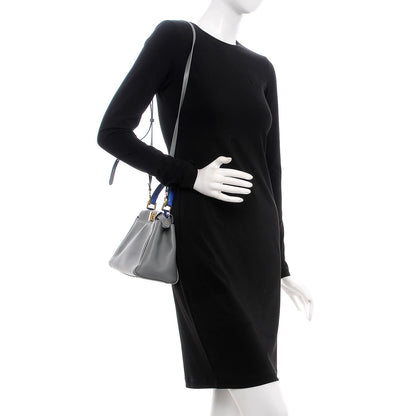 Fendi Nappa Colorblock Mini Peekaboo Iconic Satchel Grigio Chiaro Fragola Blue 3 of 21