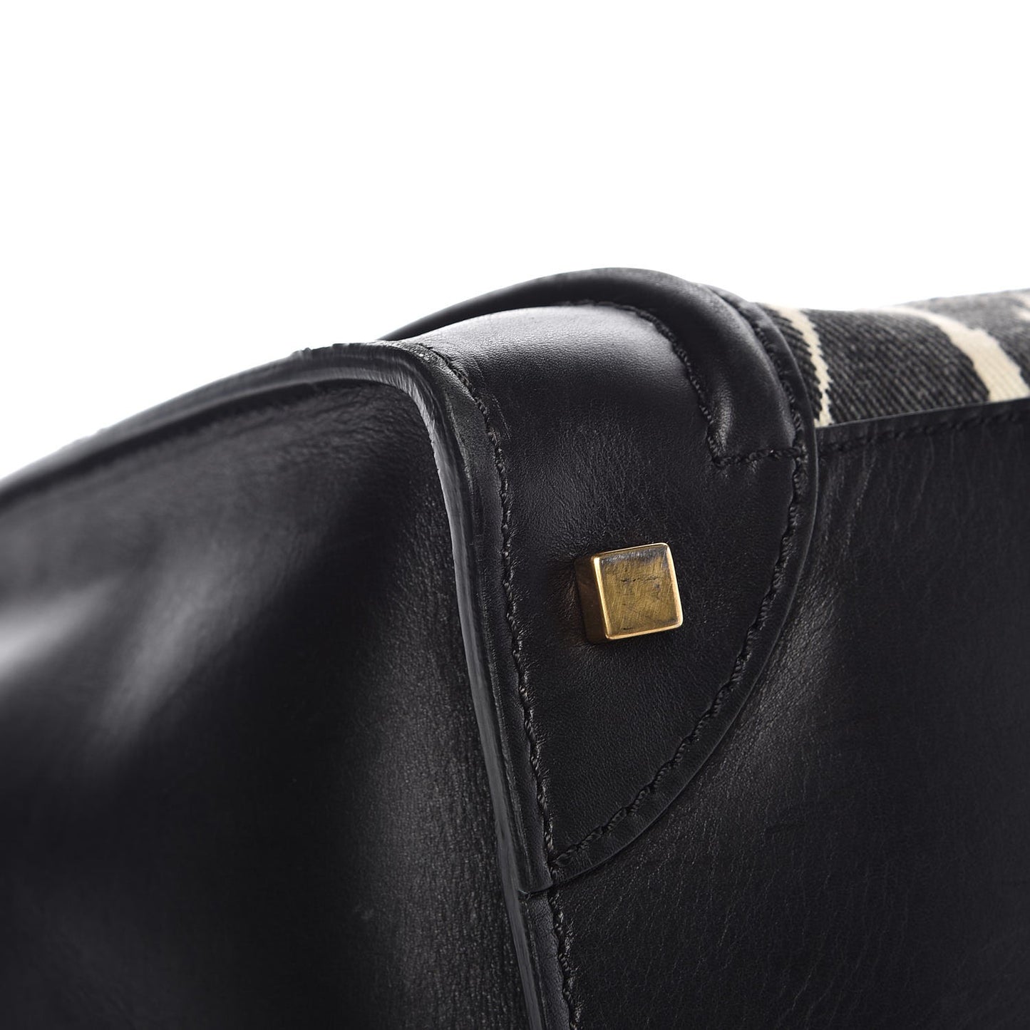 Canvas Smooth Calfskin Leopard Print Mini Luggage Black