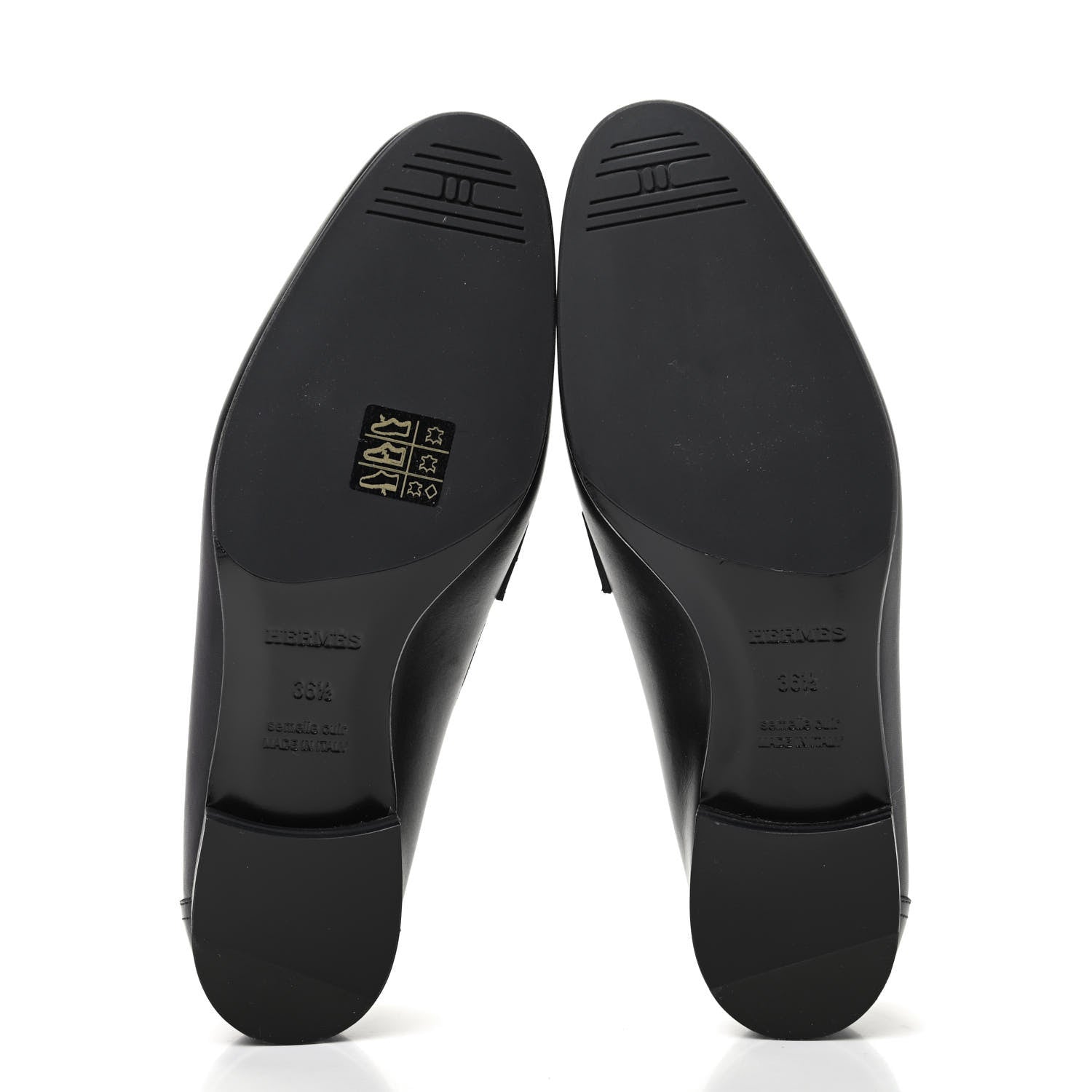Hermes Calfskin Womens Paris Loafers 36.5 Black White 5 of 10
