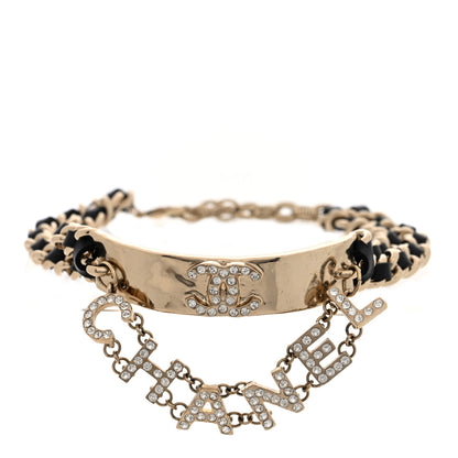 Chanel Crystal Lambskin CC Logo Choker Gold Black 1 of 5