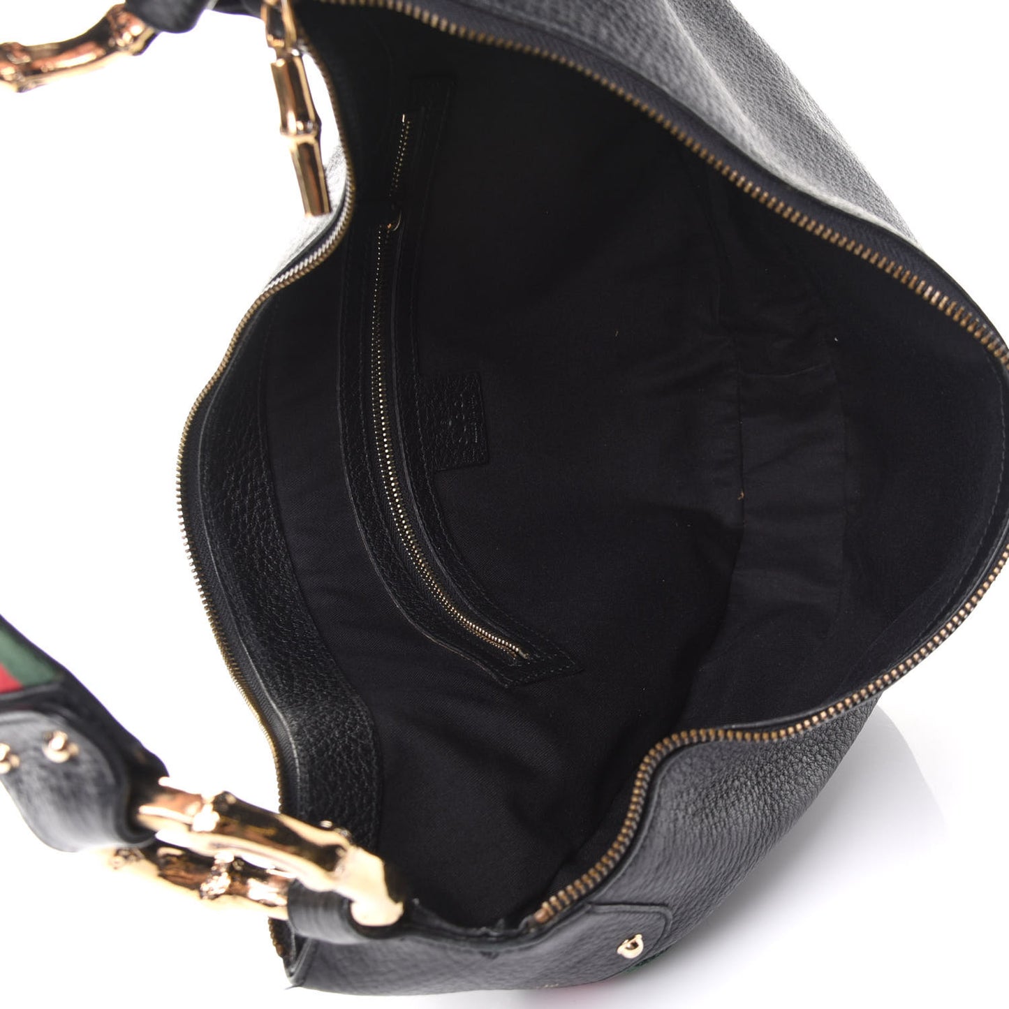 Pebbled Calfskin Web Bamboo Ring Hobo Black