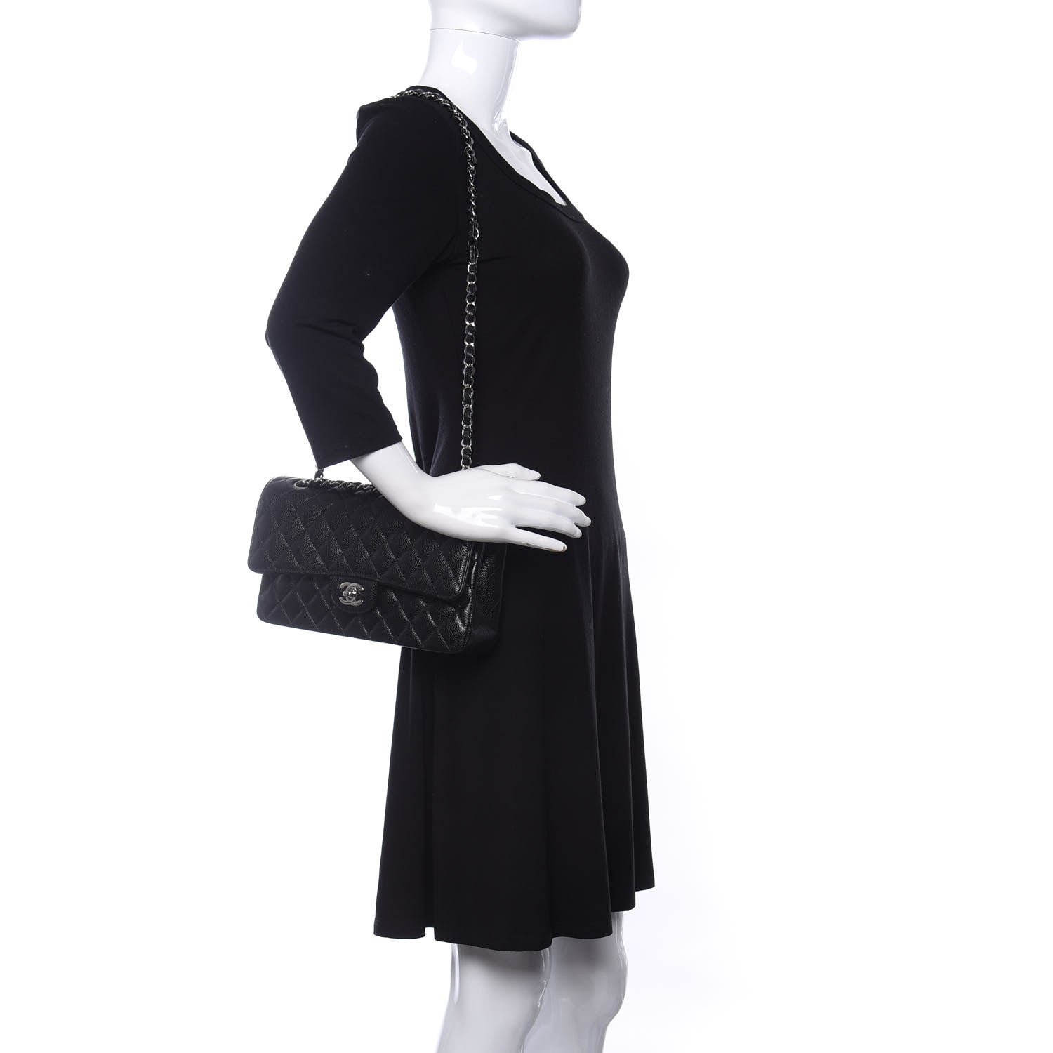 Chanel Caviar Quilted Medium Double Flap Black 2 of 11