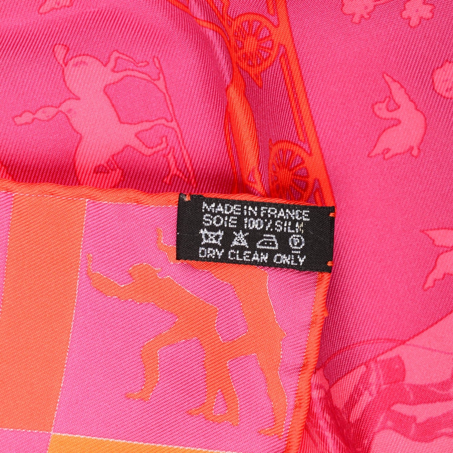 Hermes Silk Jeux D'ombres Pocket Square Scarf Orange Prune Vieux Rose 4 of 4