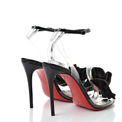 Christian Louboutin Metallic Calfskin Glitter Tonic PVC Fossiliza 100 Sandals 36 Black 4 of 9