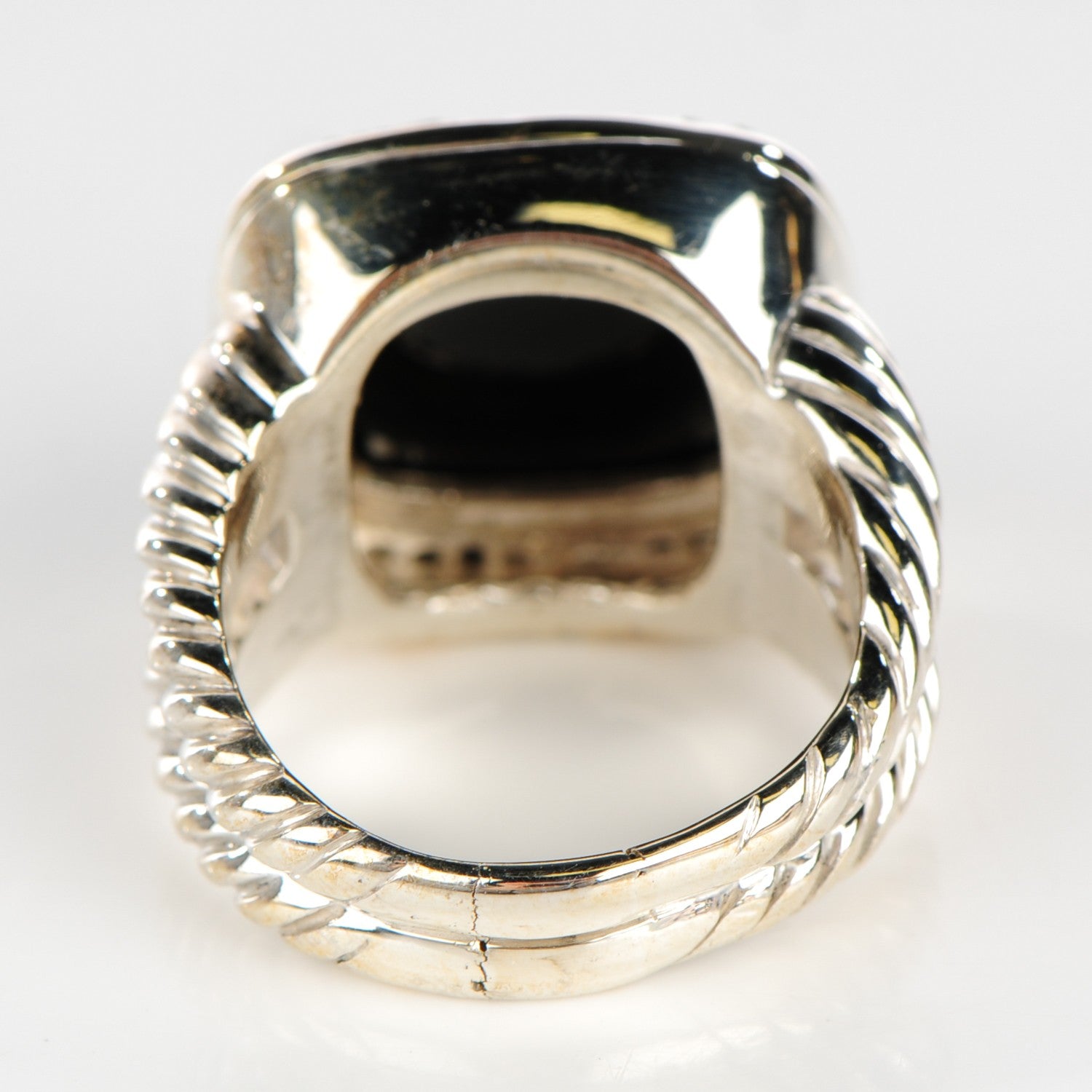 David Yurman Sterling Silver Diamond Black Onyx 14mm Albion Ring 57 8 3 of 6