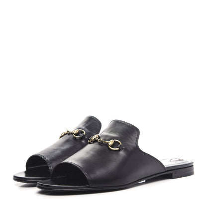 Gucci Malaga Kid Horsebit Slide Sandals 39 Black 3 of 11