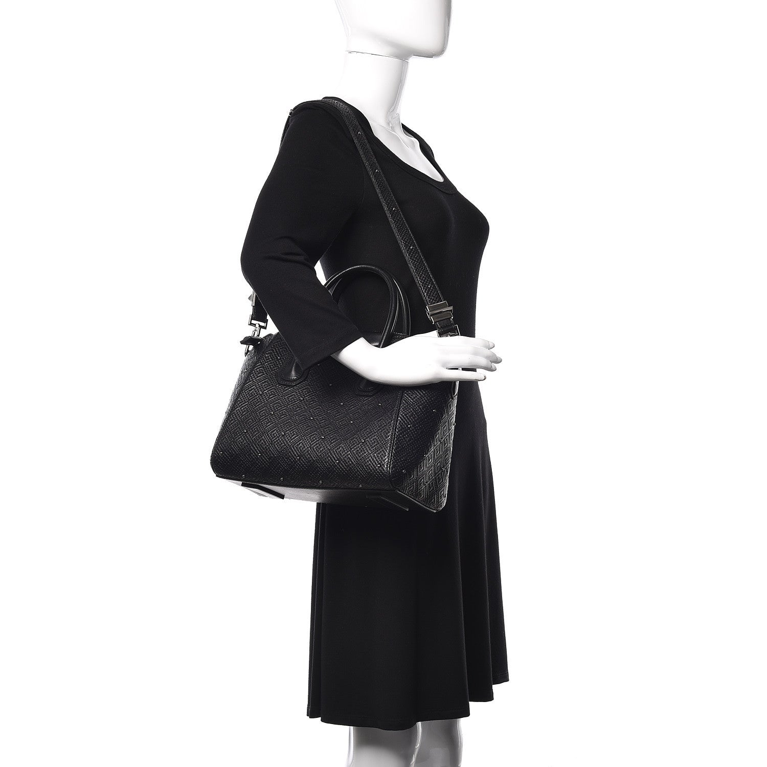 Givenchy Lambskin Logo Embossed Small Studded Antigona Black 2 of 18