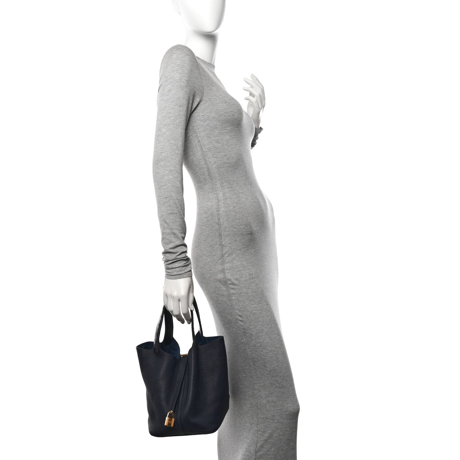 Hermes Taurillon Clemence Matte Alligator Picotin Lock Touch 22 Bleu Nuit 2 of 12