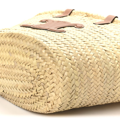 Celine Raffia Calfskin Triomphe Medium Panier Tan 9 of 9