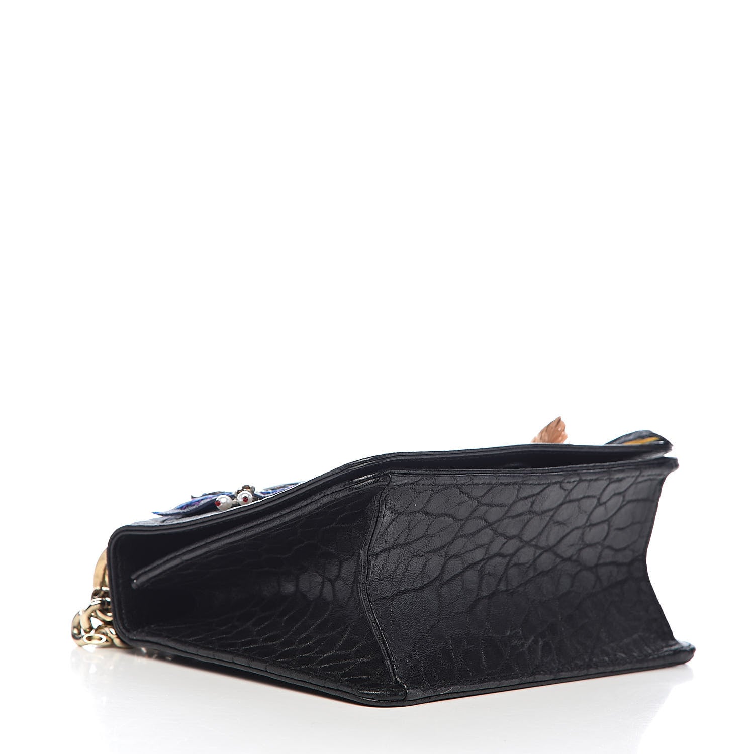 Christian Dior Crinkled Lambskin Embellished Diorama Club Bag Black 4 of 9