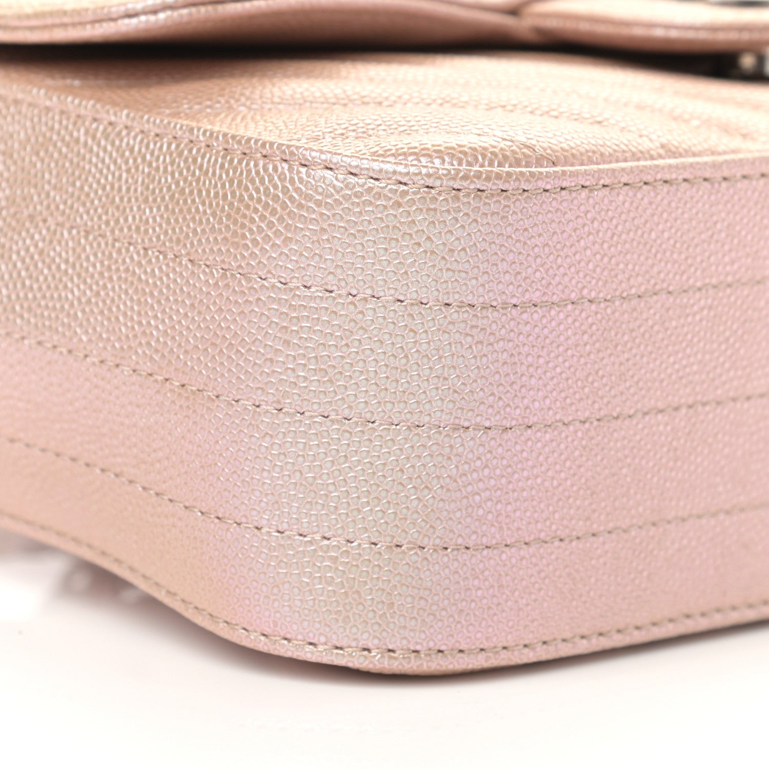 Chanel Iridescent Caviar Chevron Quilted Mini Rectangular Flap Light Gold 16 of 19