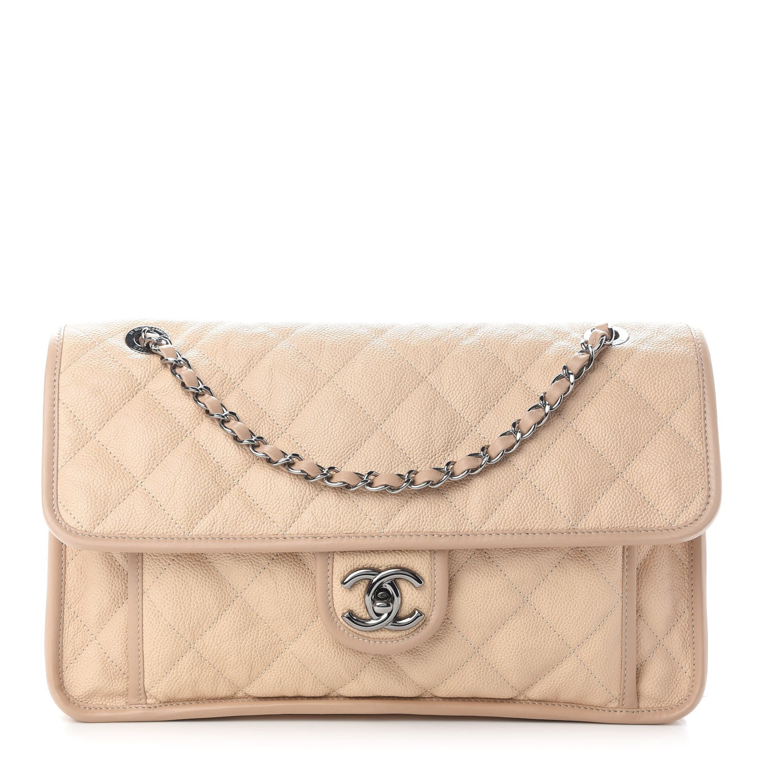Chanel Caviar Quilted Large French Riviera Flap Beige 1 of 8
