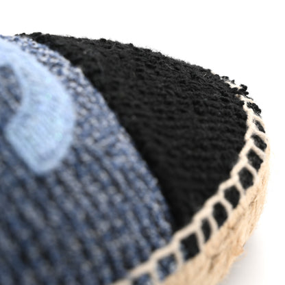 Chanel Cotton Tweed CC Espadrilles 39 Blue Ecru Black 9 of 10