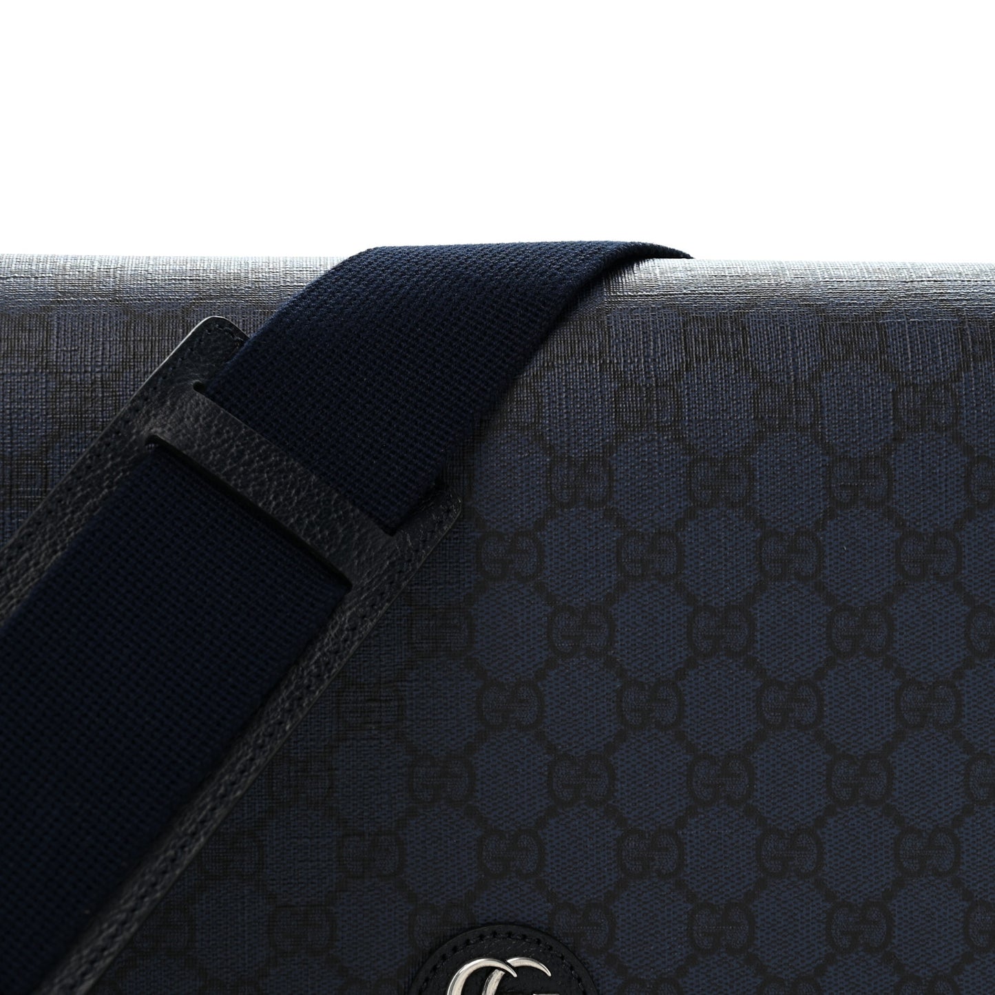 Tender GG Supreme Monogram Textured Dollar Calfskin Ophidia Messenger Bag Dark Blue