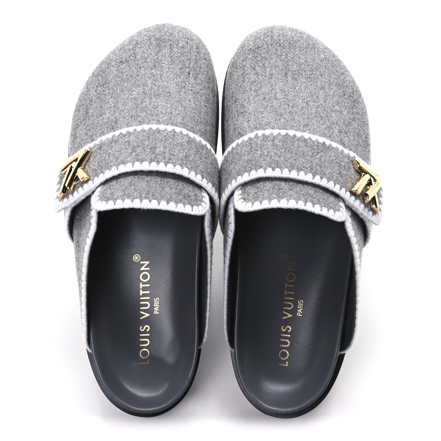Louis Vuitton Wool Womens Cosy Flat Comfort Clog Mules 42 Anthracite Grey 2 of 9