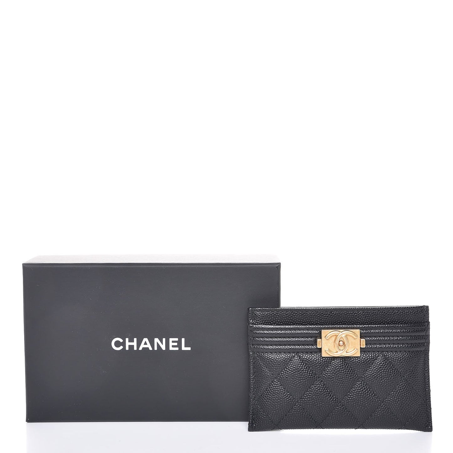 Caviar Quilted Boy Card Holder Black