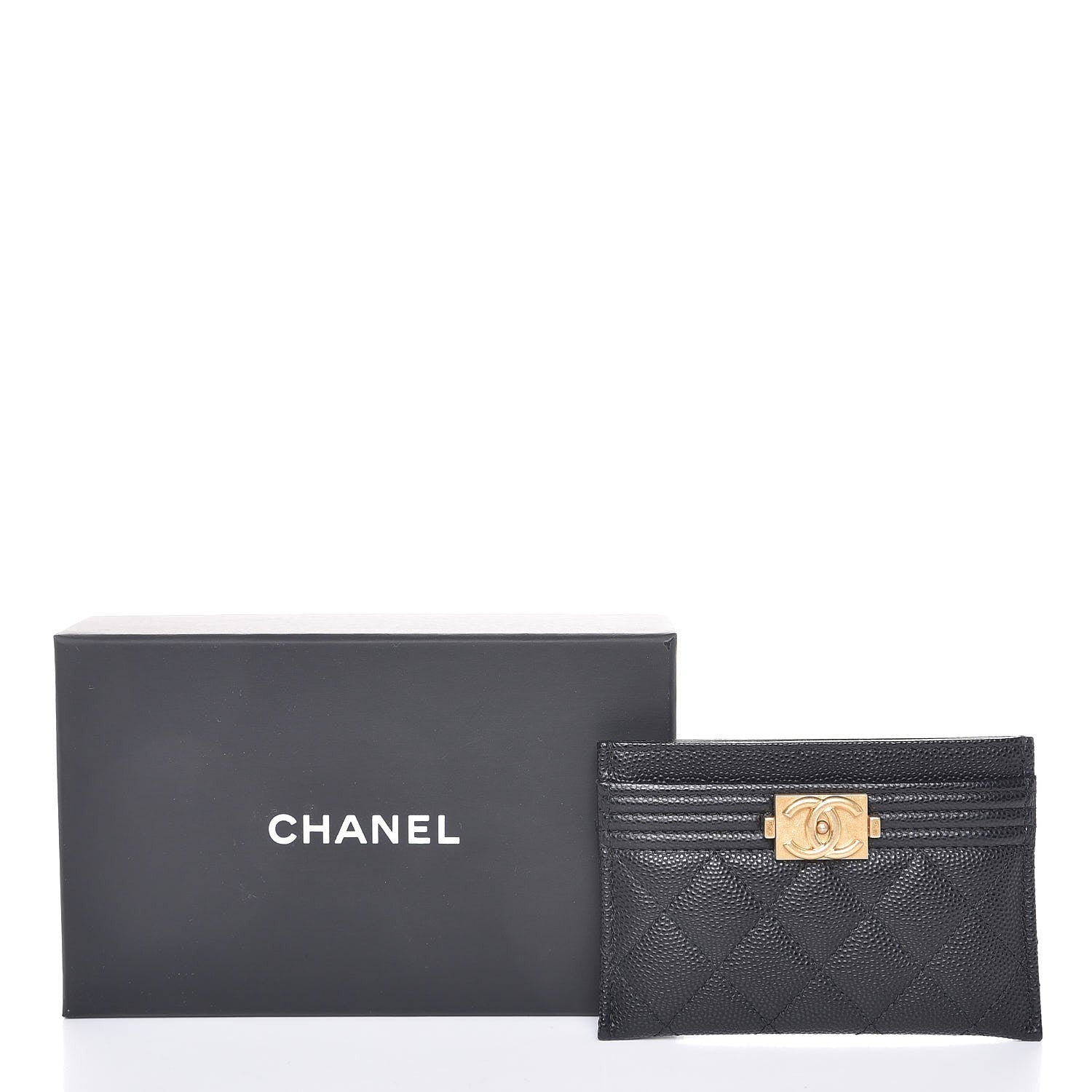 Chanel Caviar Quilted Boy Card Holder Black 9 of 18