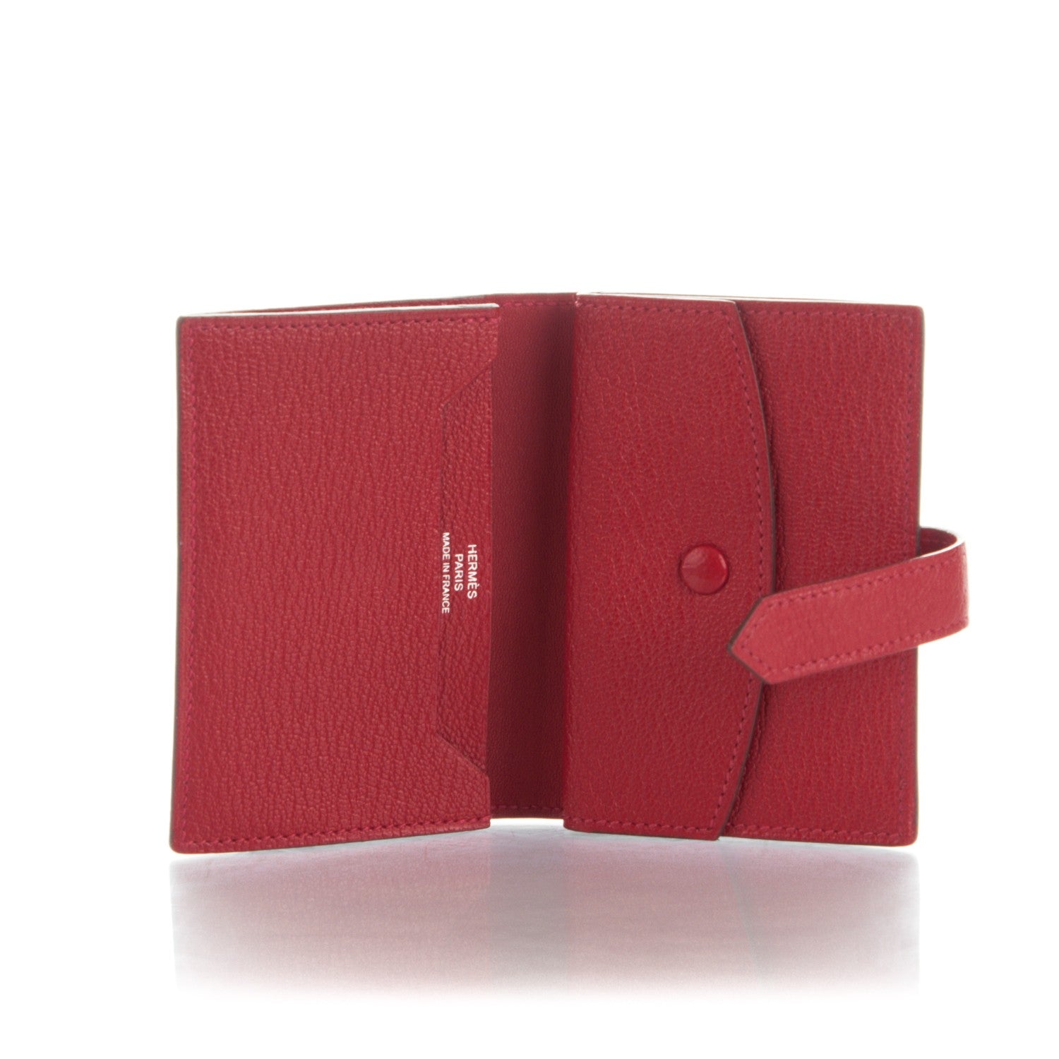 Hermes Chevre Mysore Mini Bearn Wallet Rouge Casaque 5 of 7