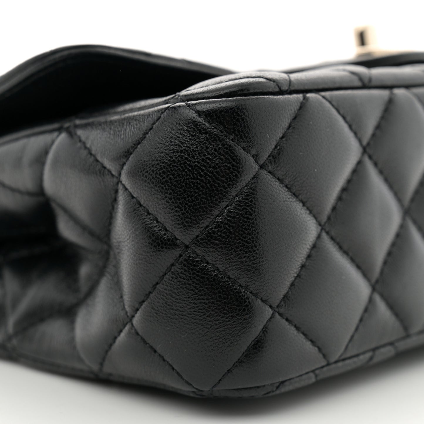 Lambskin Quilted Mini Crystal Top Handle Rectangular Flap Black