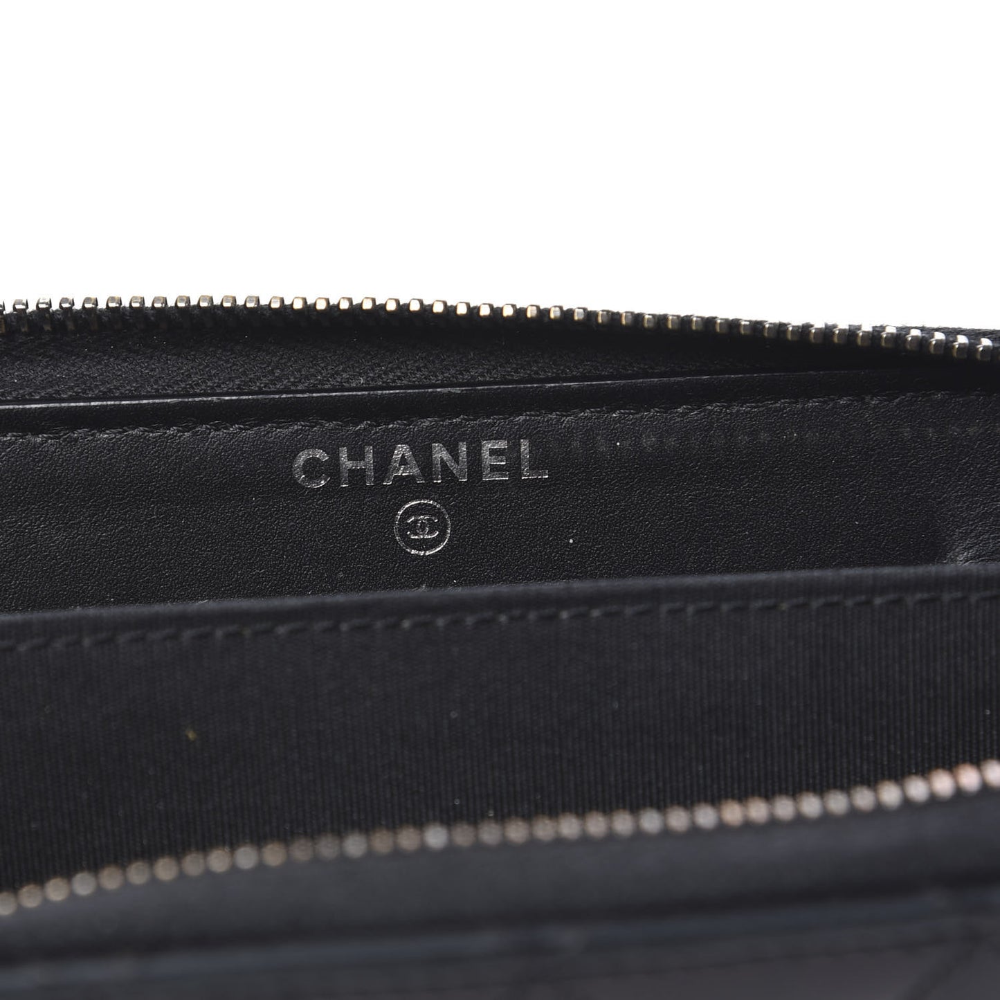Glazed Calfskin Quilted Small Coco Boy Zip Around Wallet Black